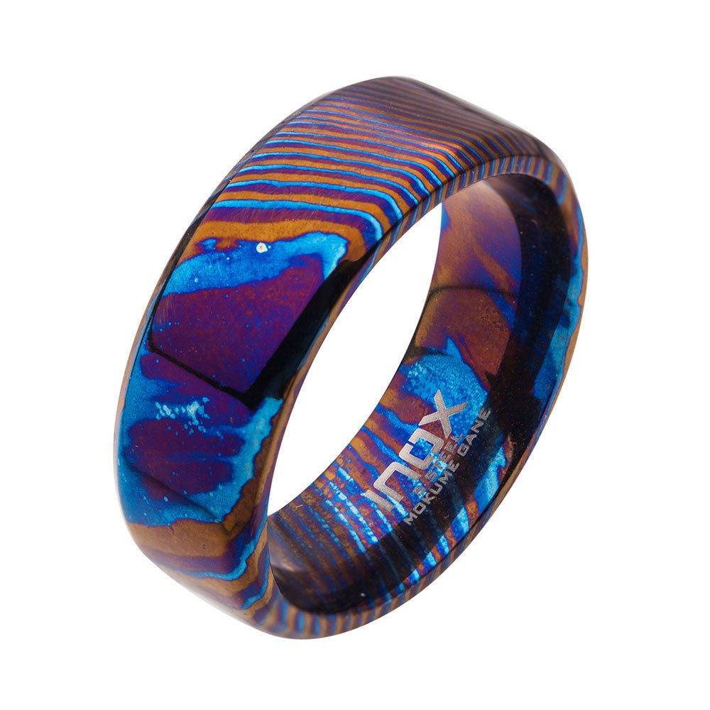 Woodgrain Pattern Mokume Gane Inlay Titanium Ring
