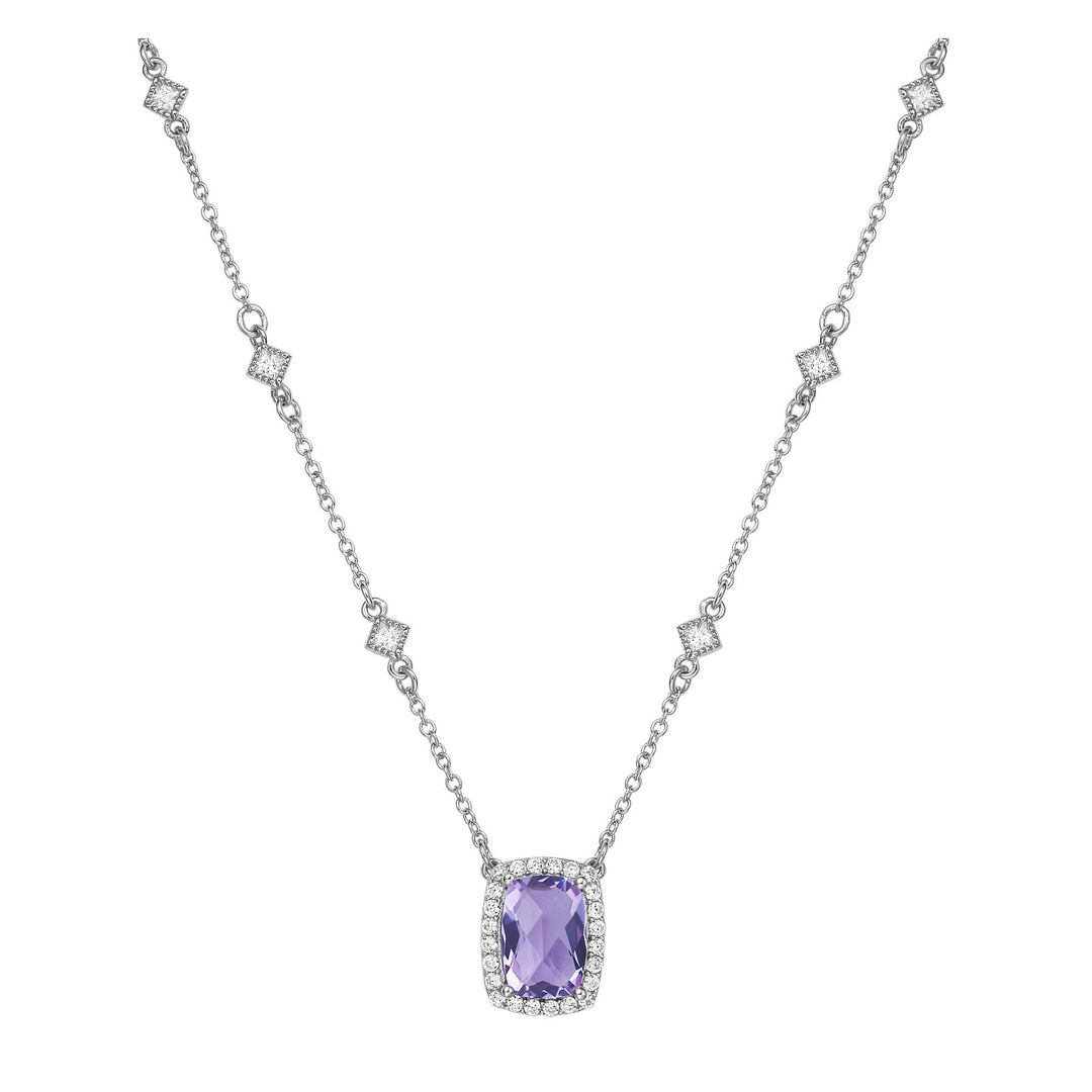 Genuine Amethyst Halo Necklace