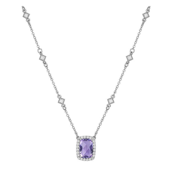 Genuine Amethyst Halo Necklace