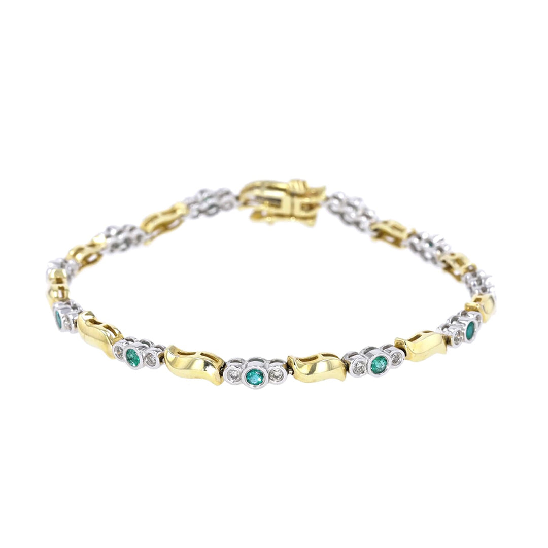 14Kt White Gold Diamond 1/2Ctw & Emerald 3/4 Ctw Bracelet