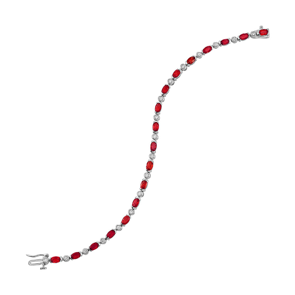 14Kt White Gold Diamond 1/2Ctw & Ruby 5 1/6Ctw Bracelet