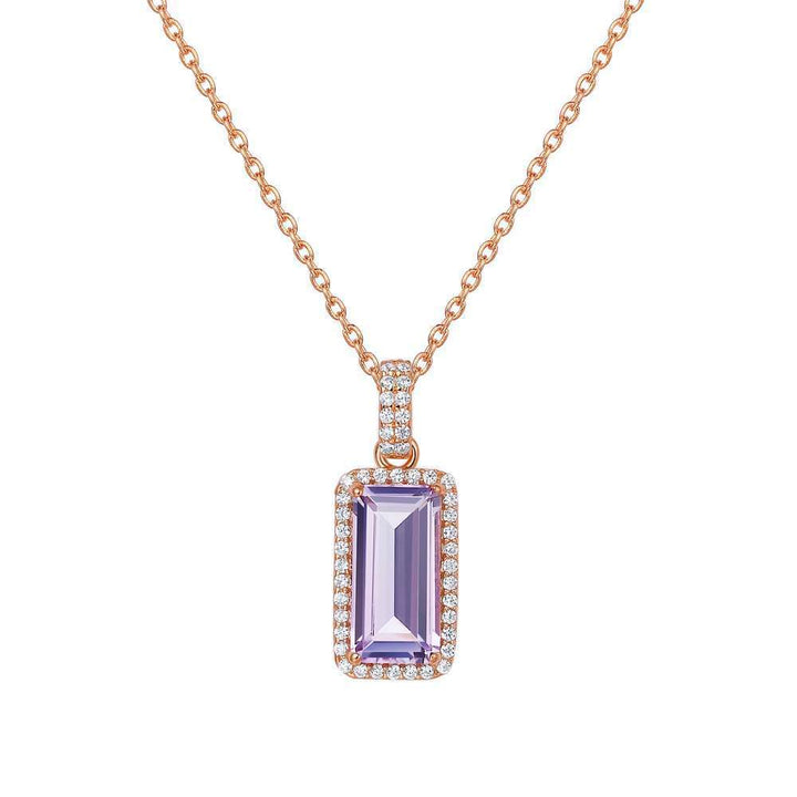 Genuine Amethyst Halo Necklace