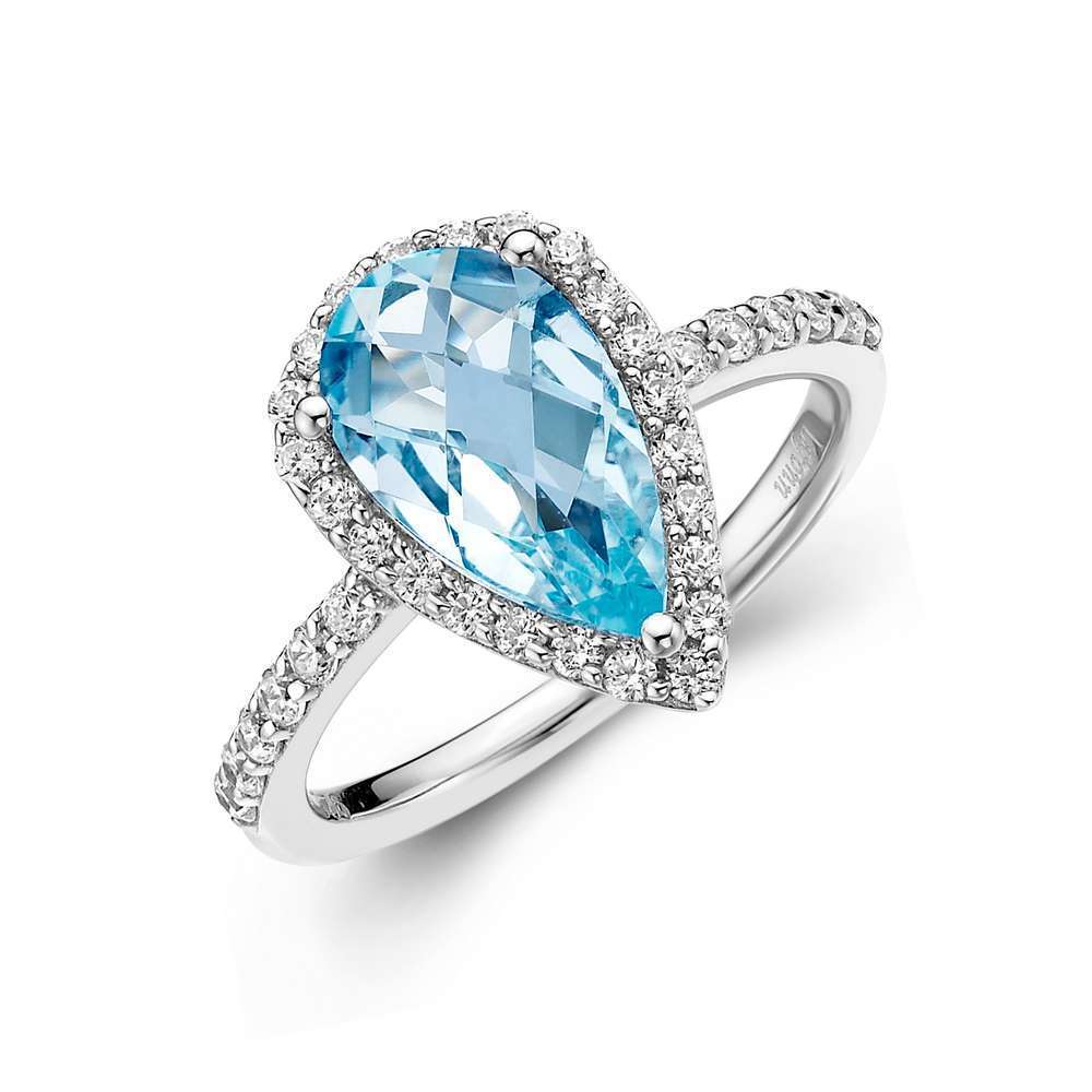 Genuine Blue Topaz Halo Ring
