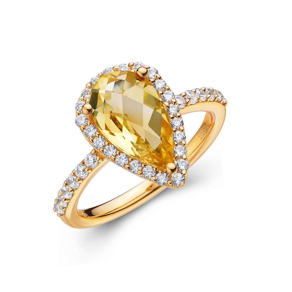 Genuine Citrine Halo Ring