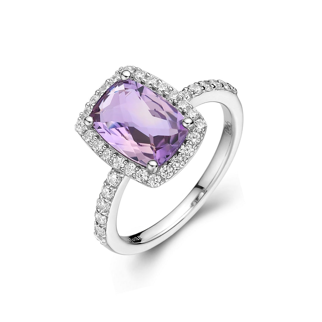 Genuine Amethyst Halo Ring