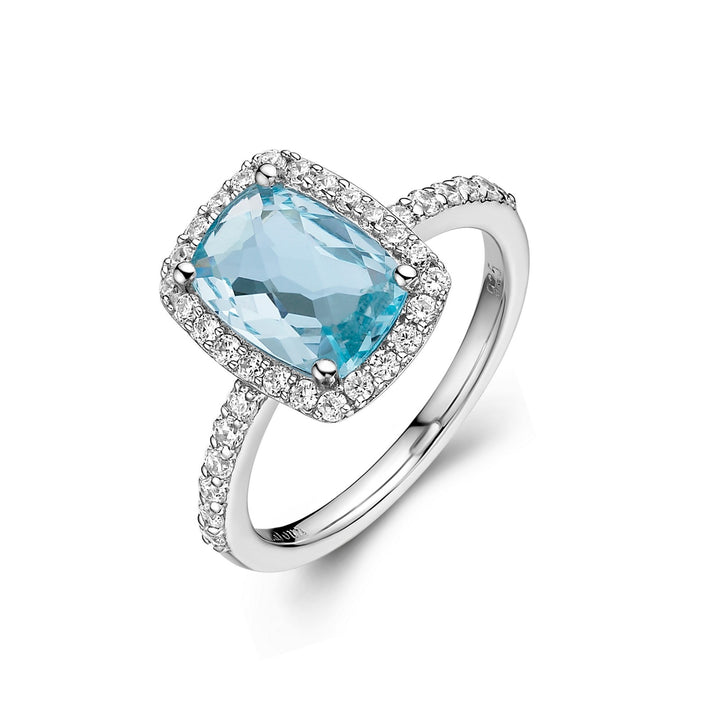 Genuine Blue Topaz Halo Ring