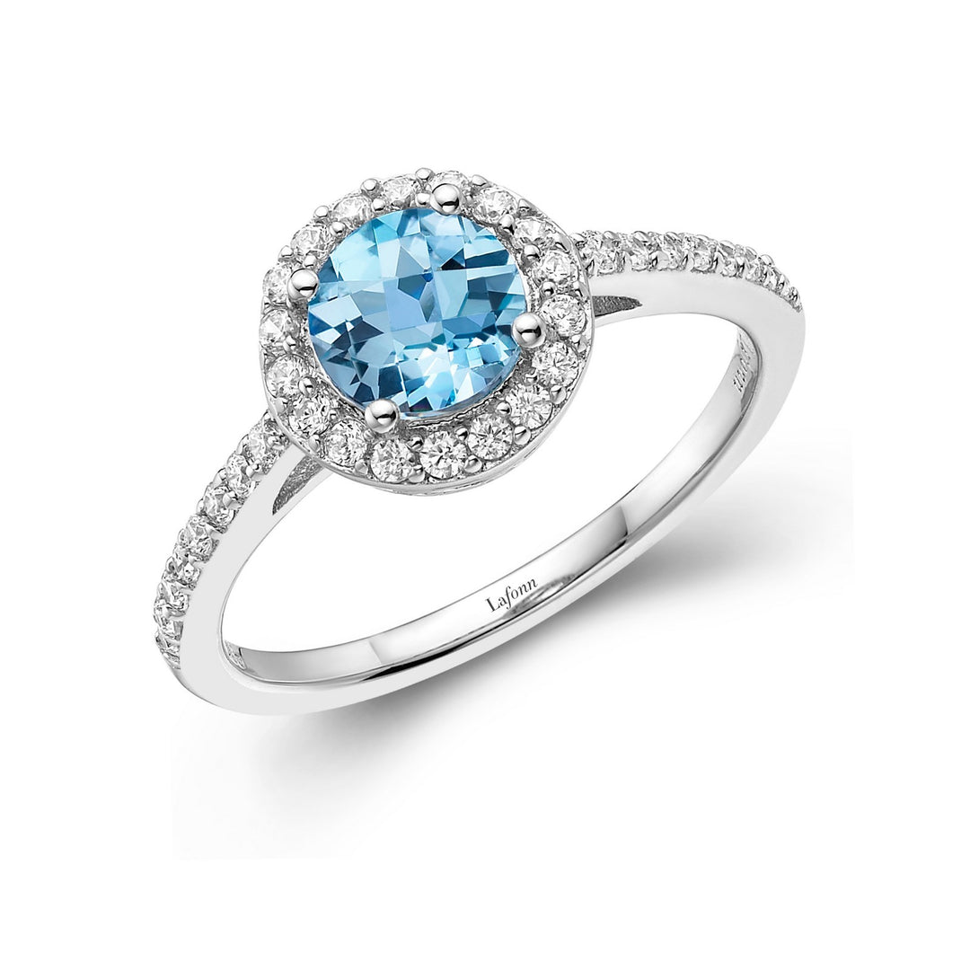 Genuine Blue Topaz Halo Ring