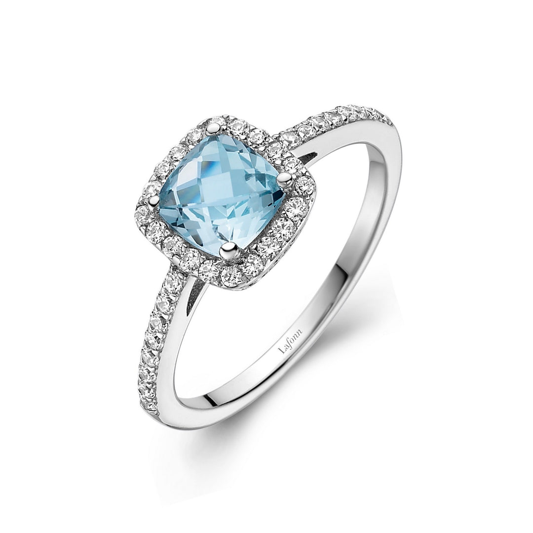 Genuine Blue Topaz Halo Ring