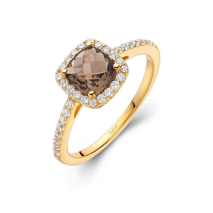 Genuine Smoky Quartz Halo Ring
