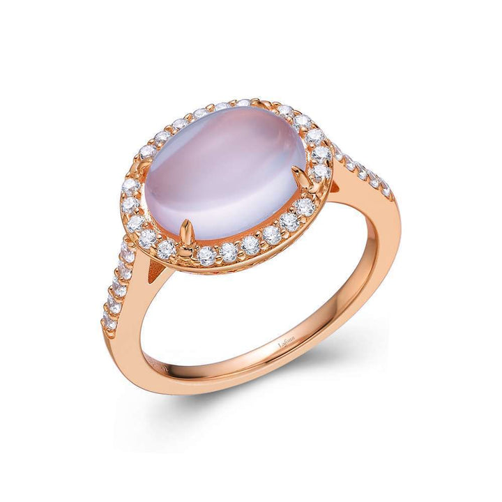 Genuine Rose Quartz Halo Ring