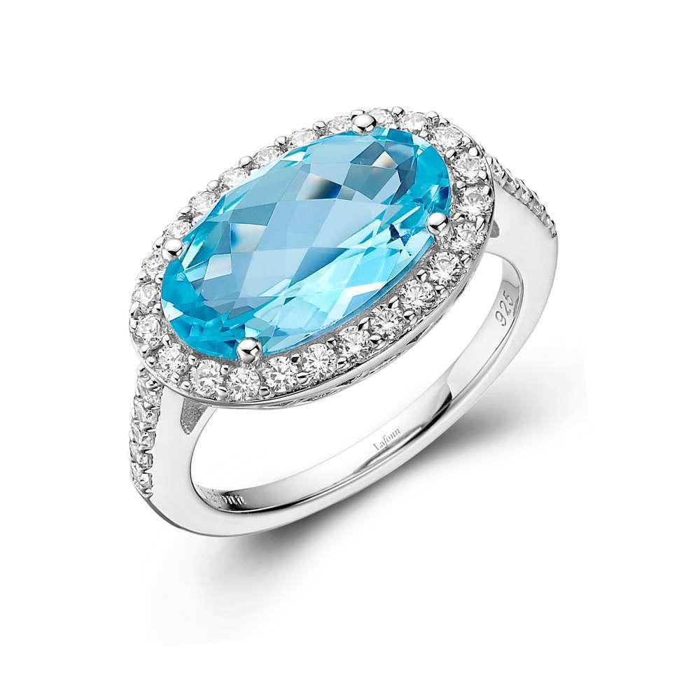 Genuine Blue Topaz Halo Ring