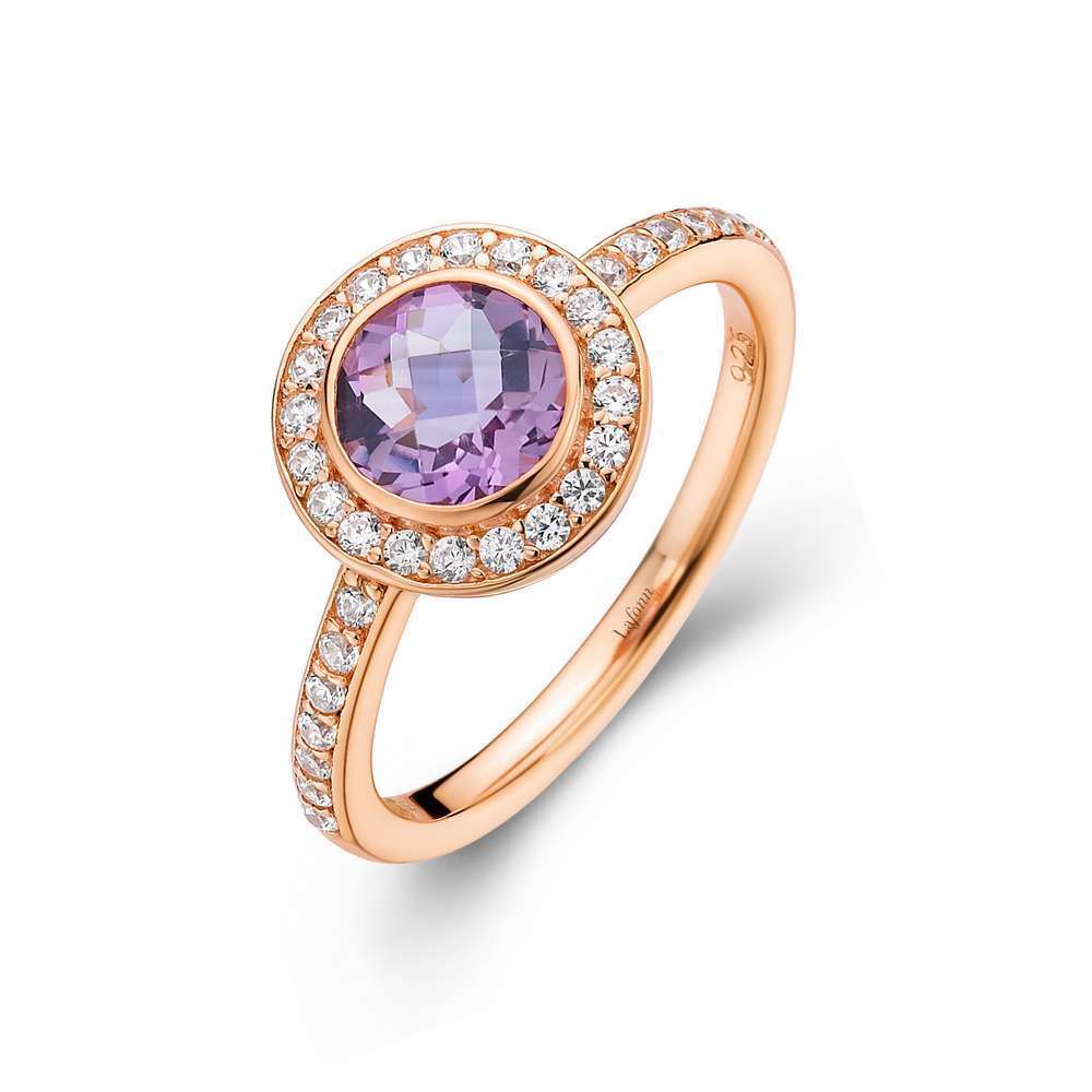 Genuine Amethyst Halo Ring
