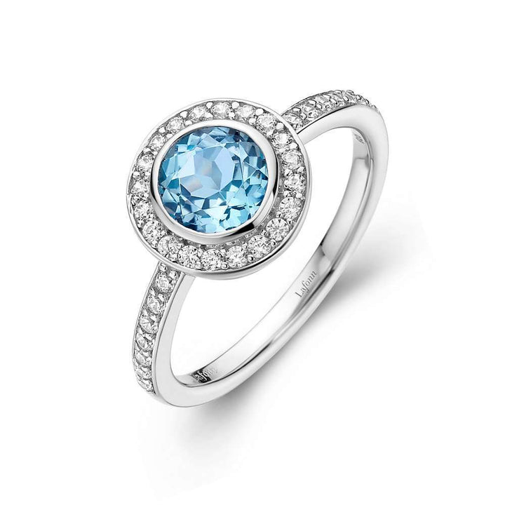 Genuine Blue Topaz Halo Ring