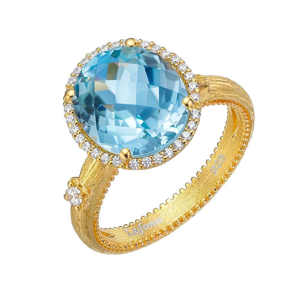 Genuine Blue Topaz Halo Ring