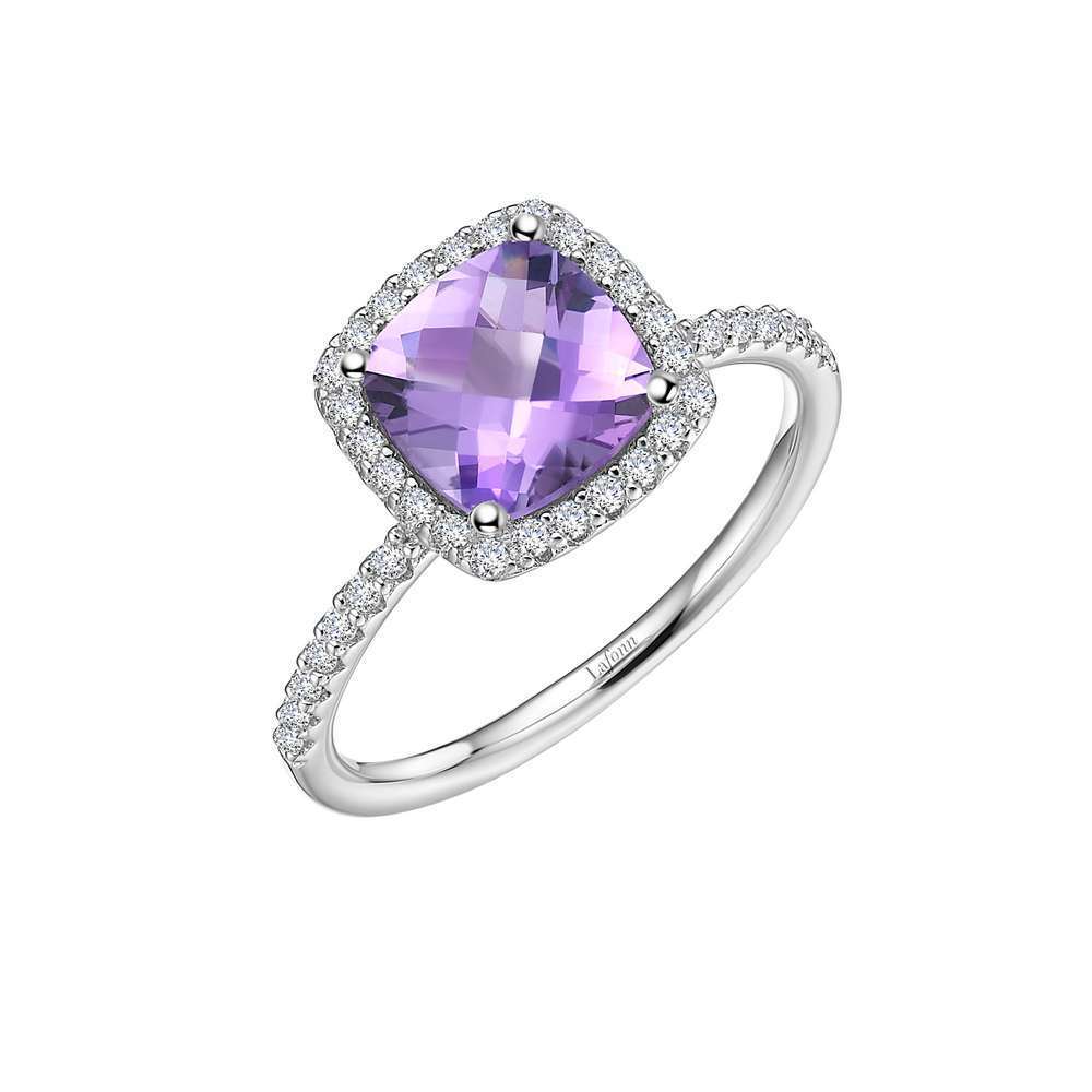 Genuine Amethyst Halo Ring