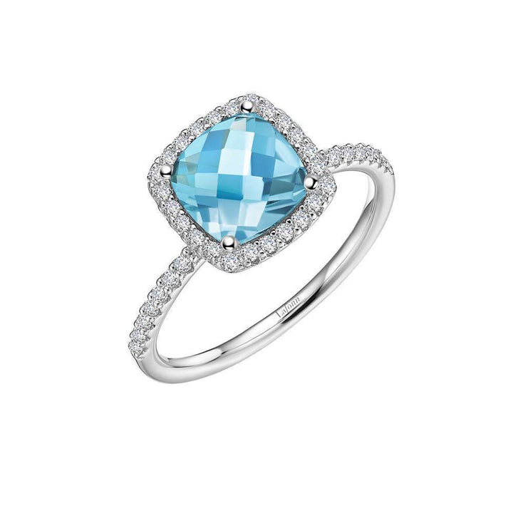 Genuine Blue Topaz Halo Ring