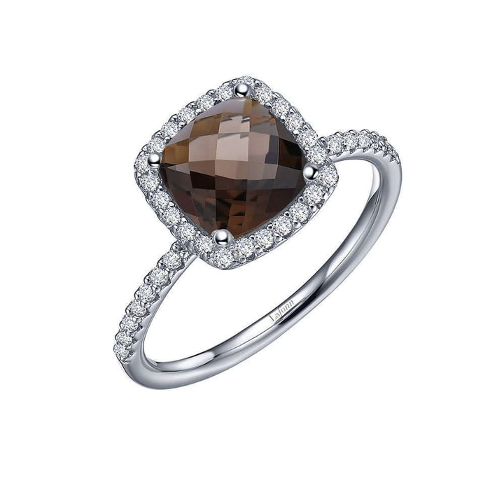 Genuine Smoky Quartz Halo Ring