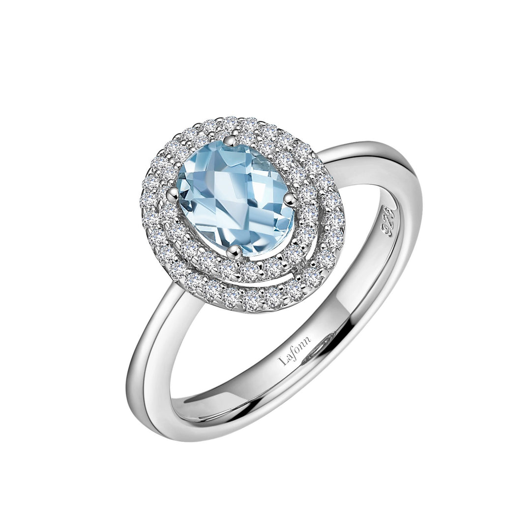 Genuine Blue Topaz Double Halo Ring