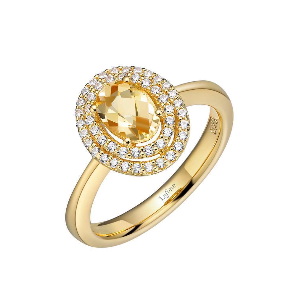 Genuine Citrine Double Halo Ring