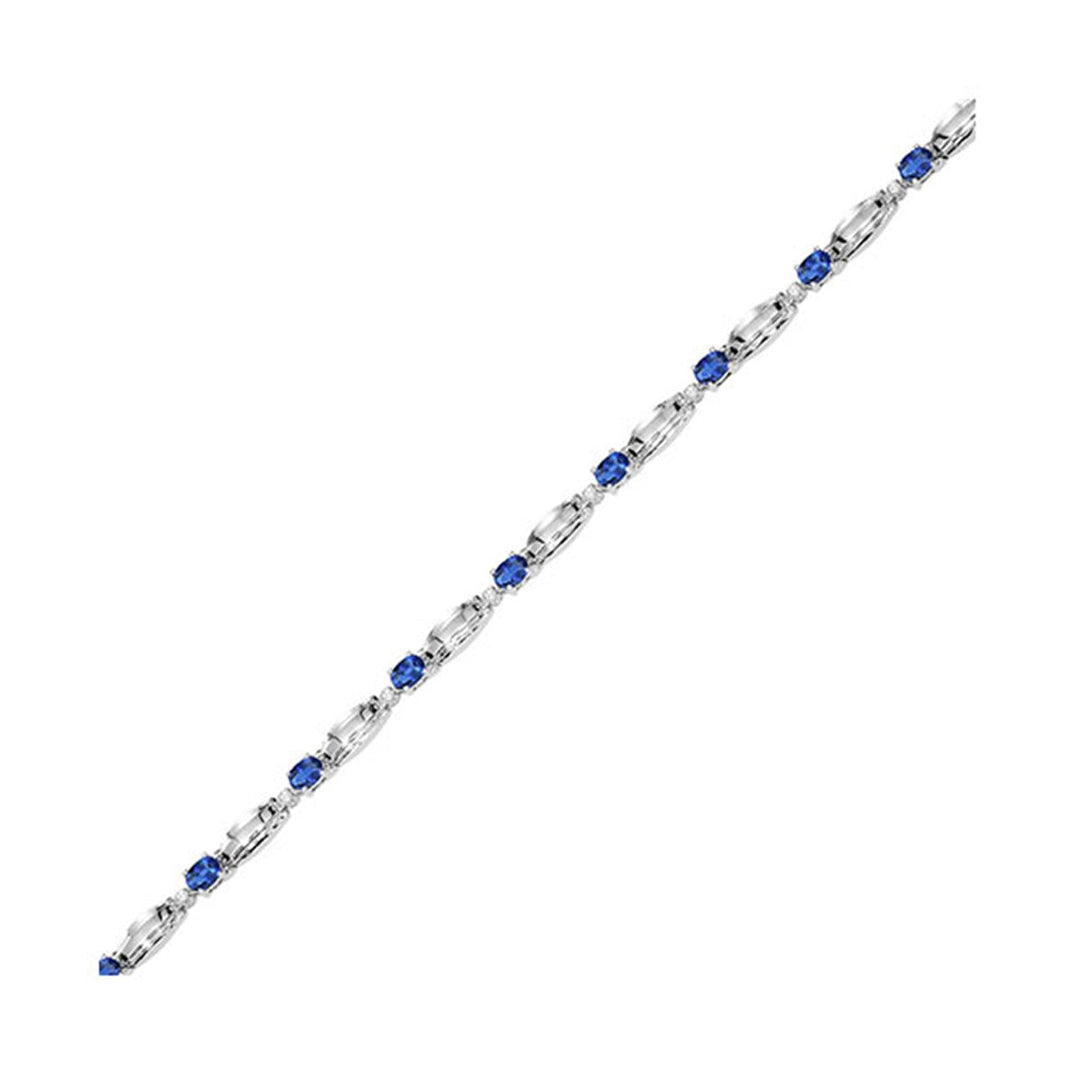 14Kt White Gold Diamond 1/10Ctw & Sapphire 3 1/5Ctw Bracelet
