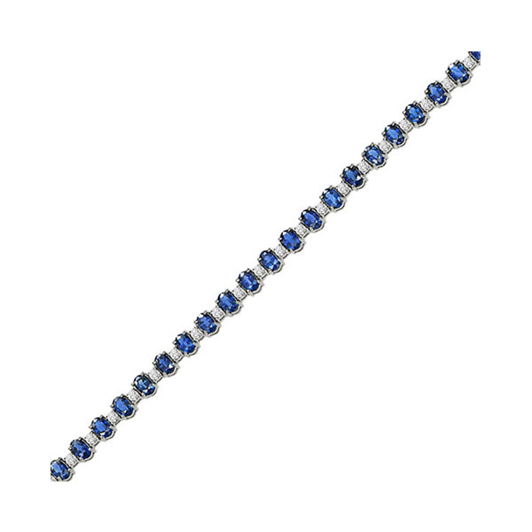 14Kt White Gold Diamond 1 1/2Ctw & Sapphire 9 3/4Ctw Bracelet