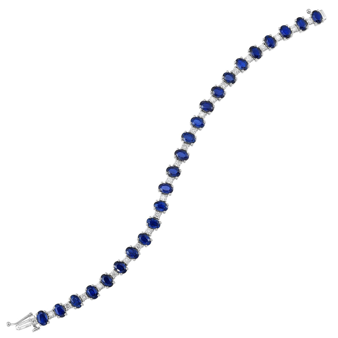 14Kt White Gold Diamond 1 3/8Ctw & Sapphire 13 1/2Ctw Bracelet