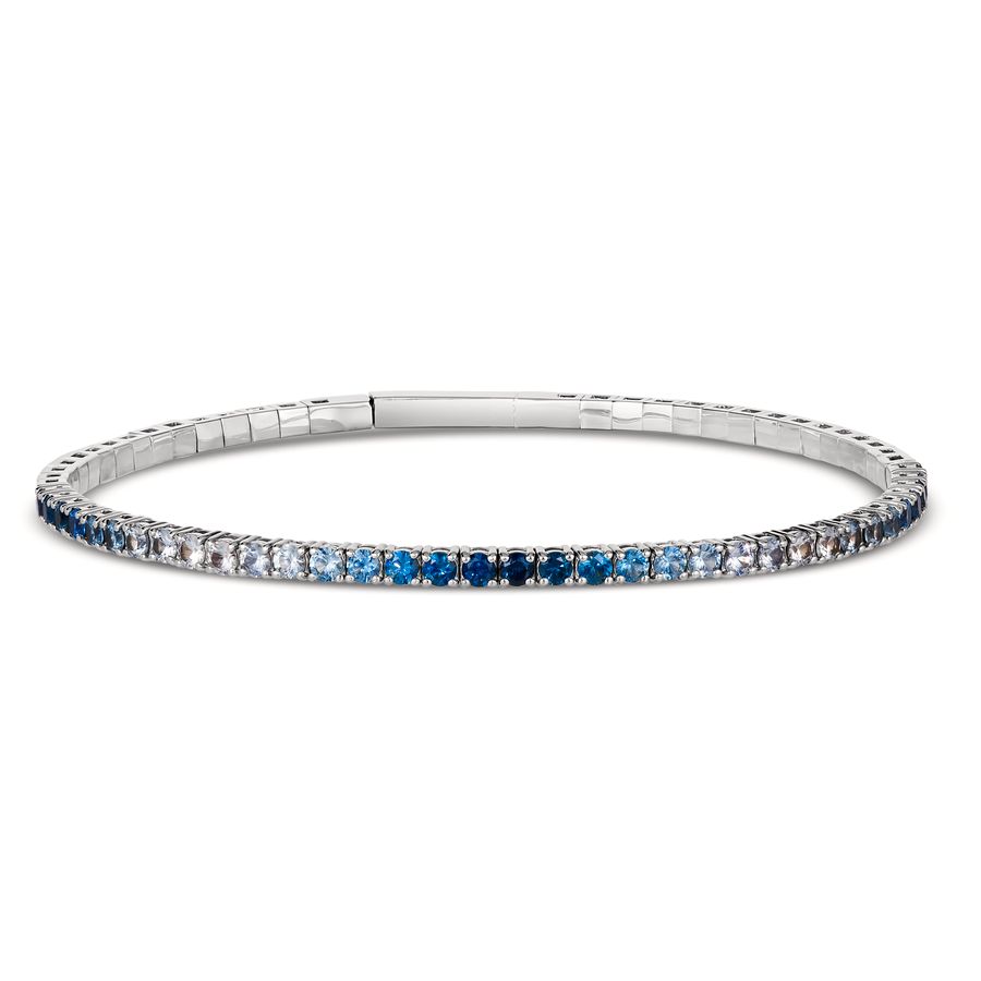 14K WHITE GOLD SAPPHIRE OMBRE BANGLE