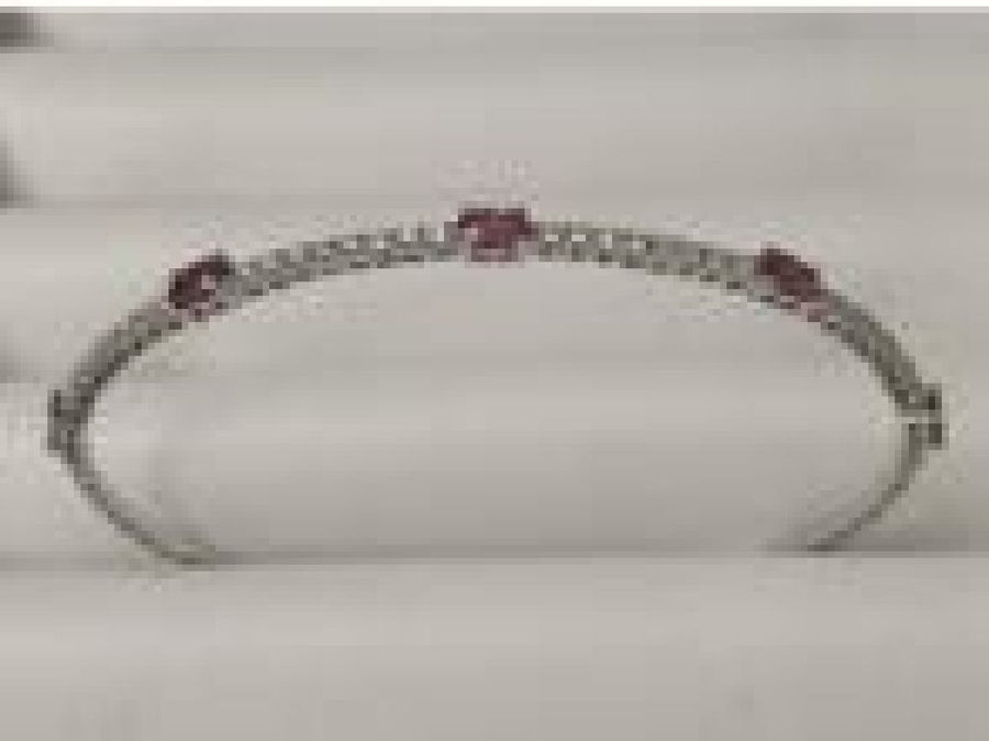 14K WHITE GOLD DIAMOND SAPPHIRE BANGLE