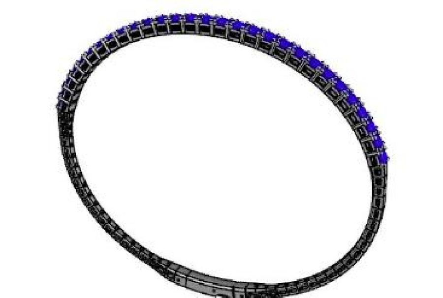 14K WHITE GOLD SAPPHIRE OMBRE BANGLE