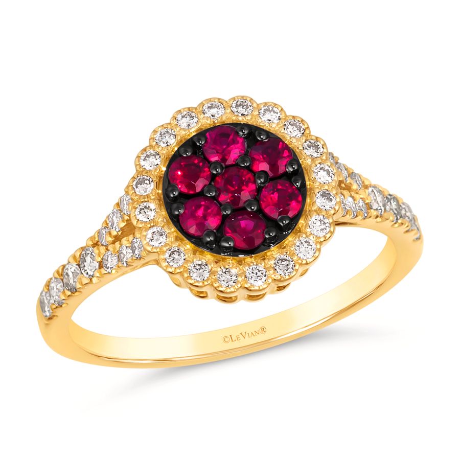 14K YELLOW GOLD DIAMOND RUBY RING