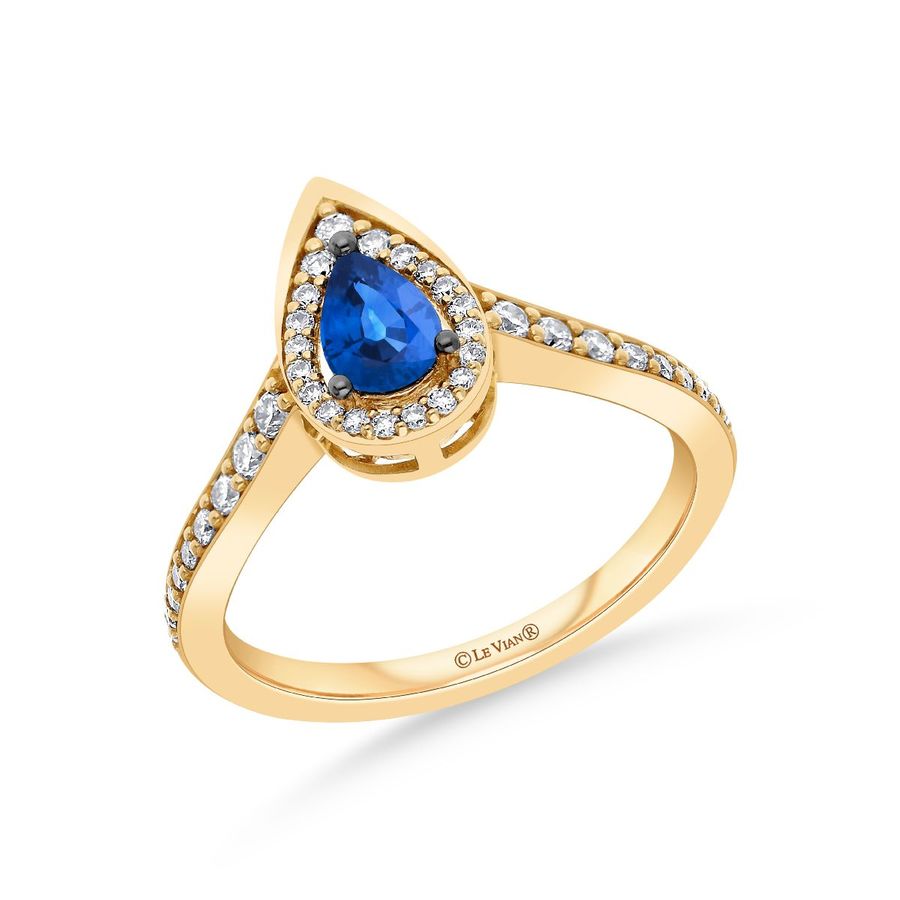 14K YELLOW GOLD DIAMOND SAPPHIRE RING