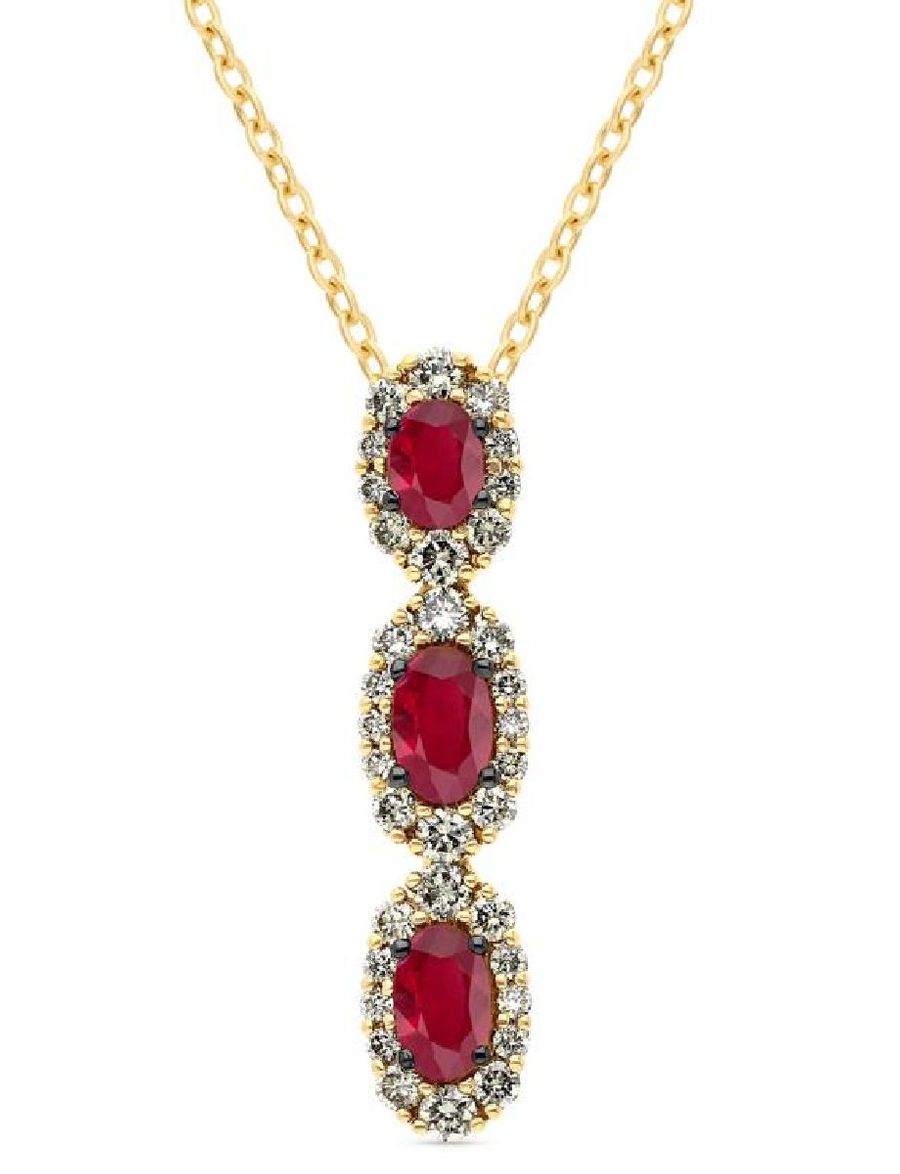 14K YELLOW GOLD DIAMOND RUBY PENDANT