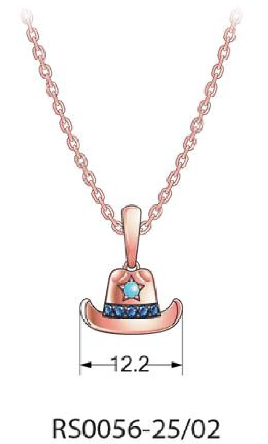 14K STRAWBERRY GOLD TURQUOISE, SAPPHIRE PENDANT