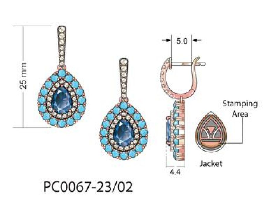 14K STRAWBERRY GOLD DIAMOND LONDON BLUE TOPAZ, TUR