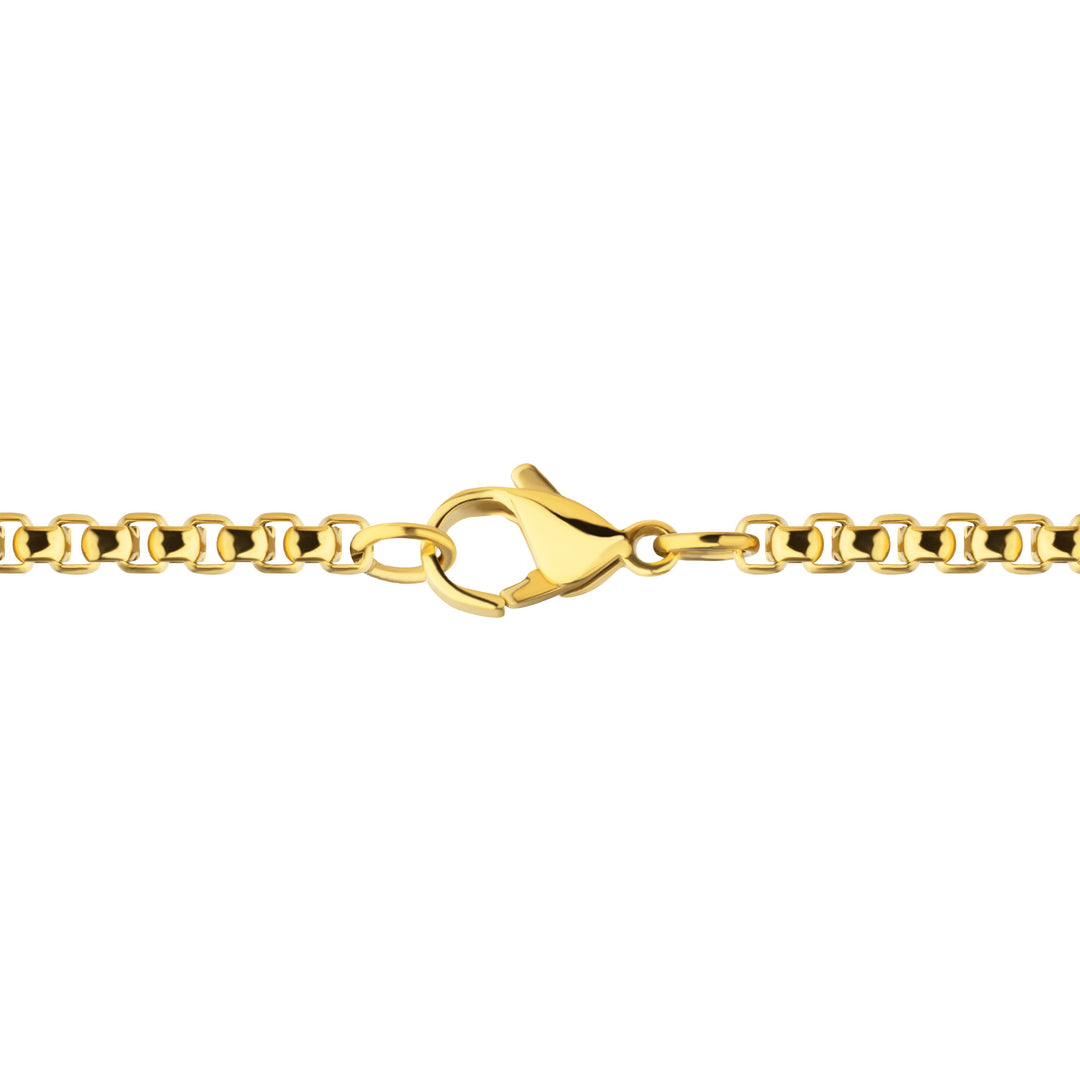 18Kt Gold IP Steel CNC Set Lab-Grown Diamond Zebra Cross Pendant with Box Chain