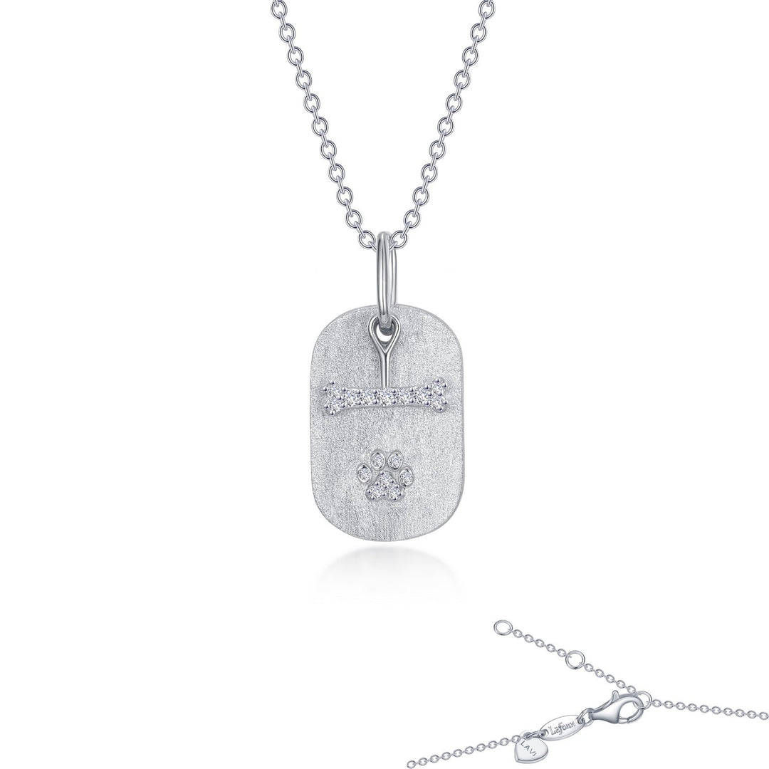 Dog Bone on Paw Print Necklace
