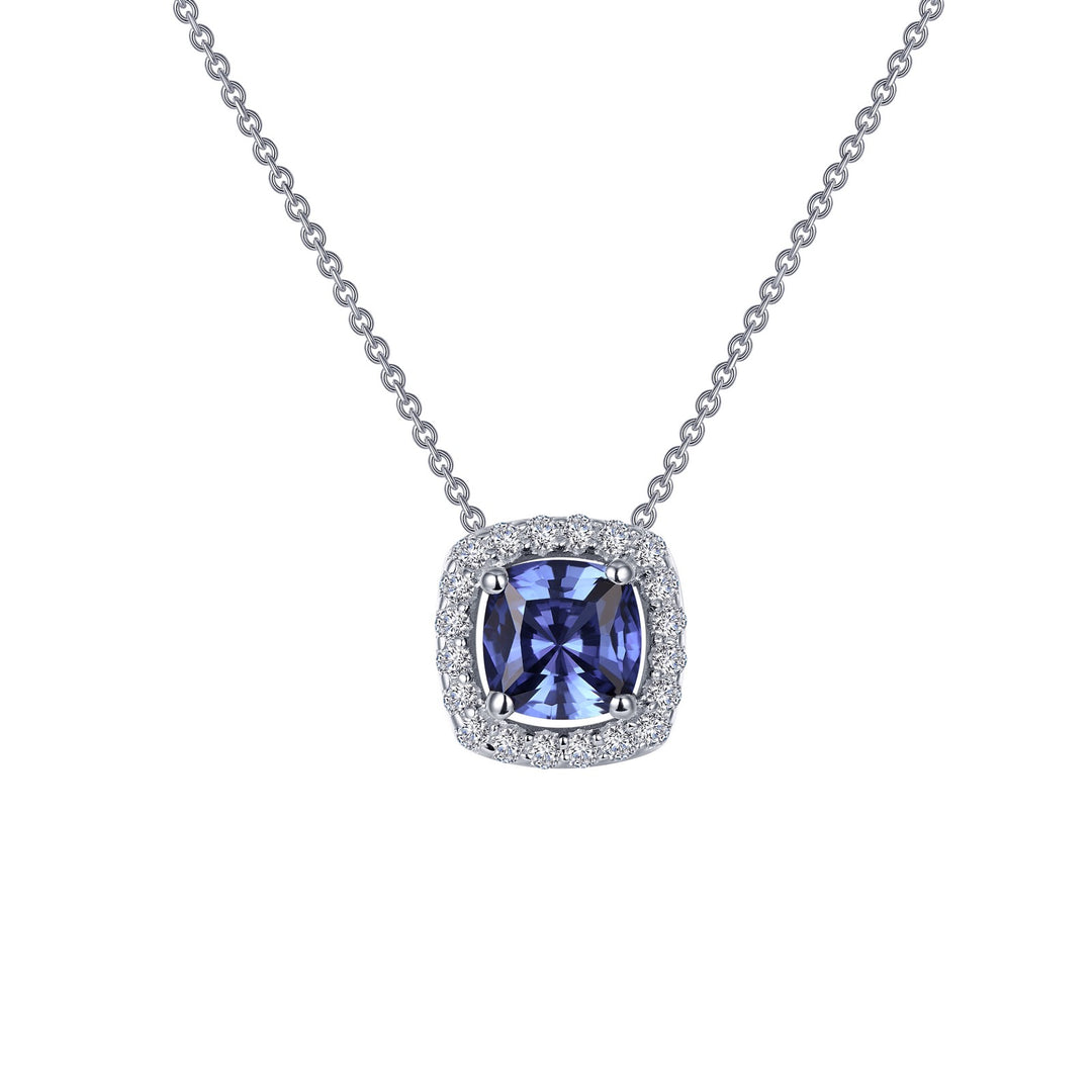 Cushion-Cut Halo Necklace
