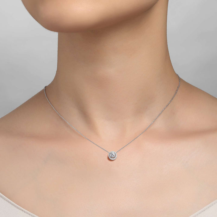 0.62 CTW Round Halo Necklace