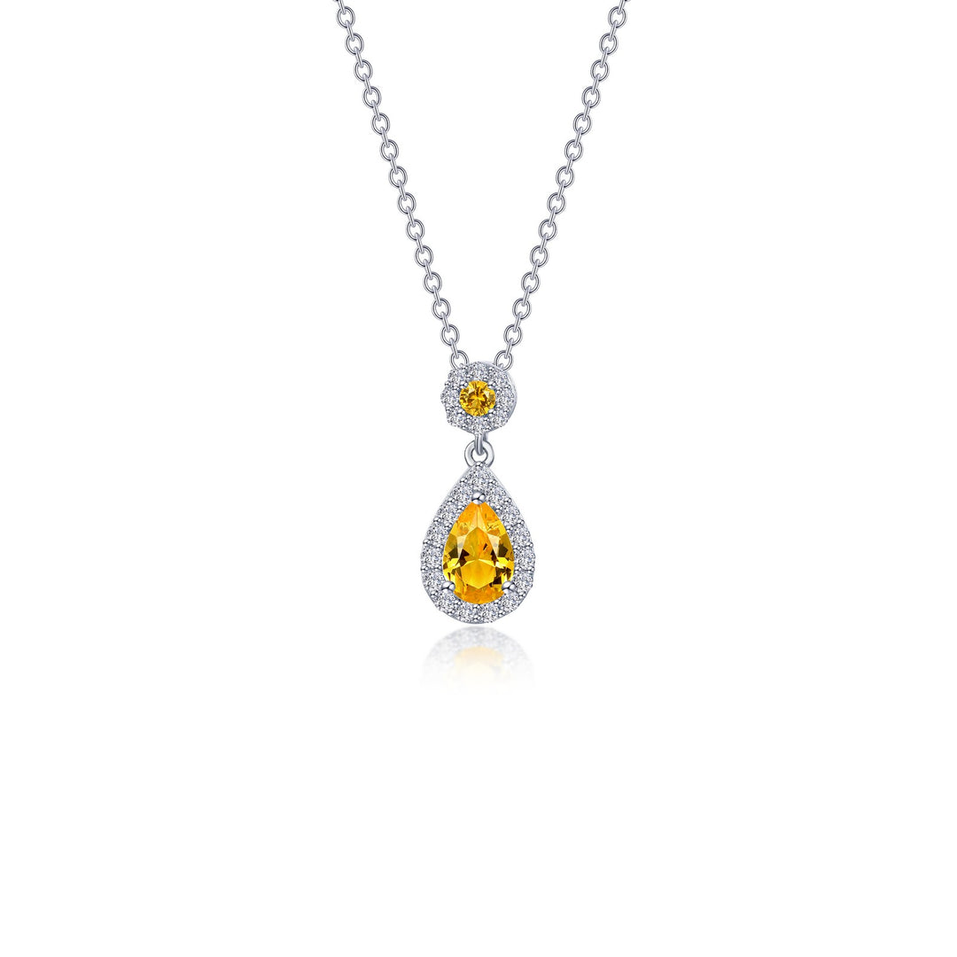 Pear Shape Halo Necklace