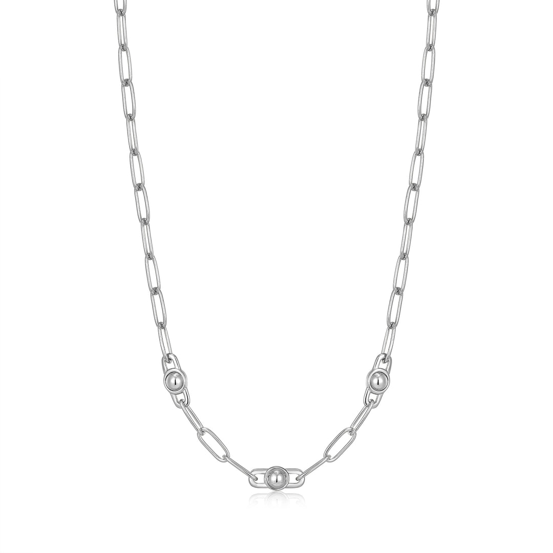 Silver Orb Link Chunky Chain Necklace