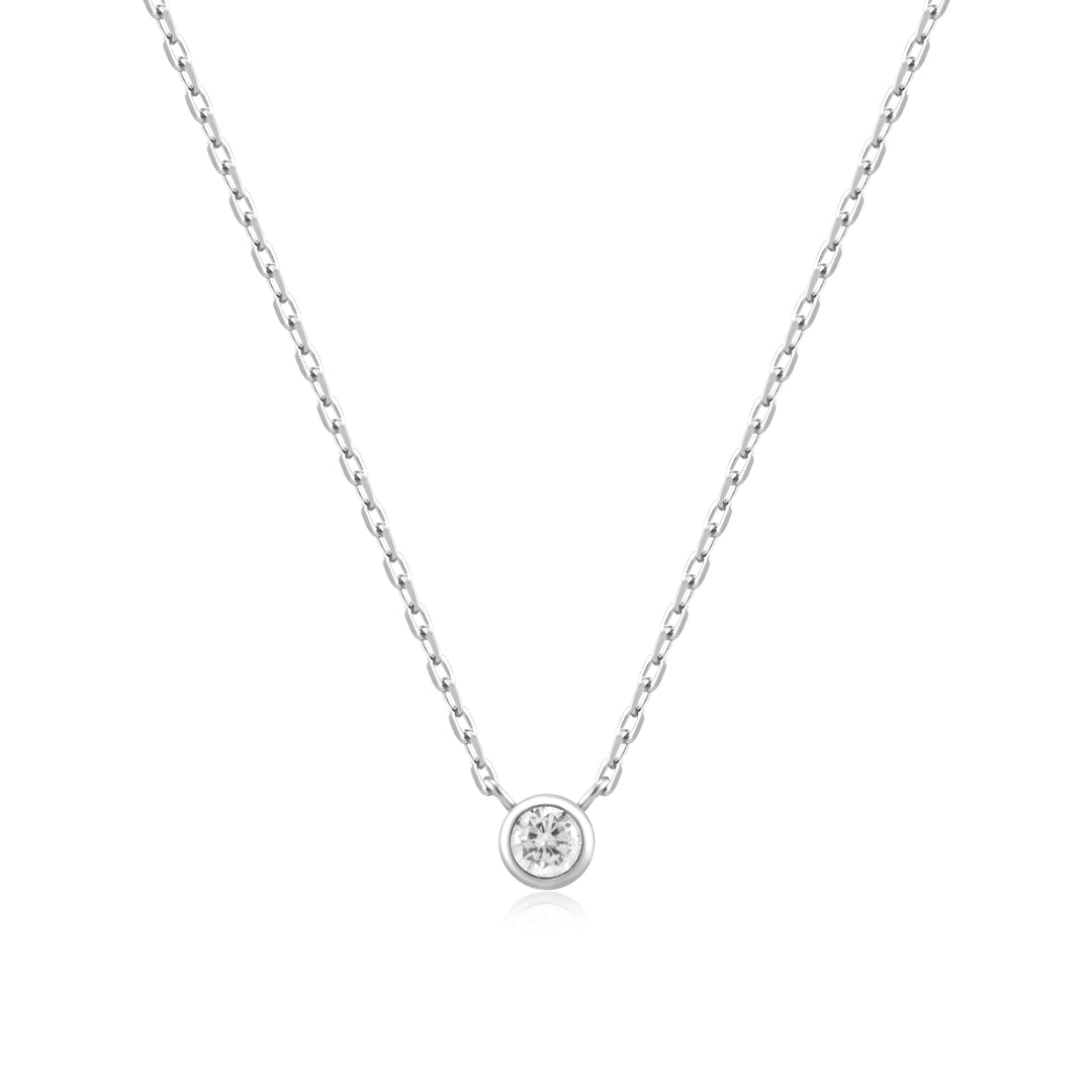 Silver Round Solitaire Cubic Zirconia Necklace