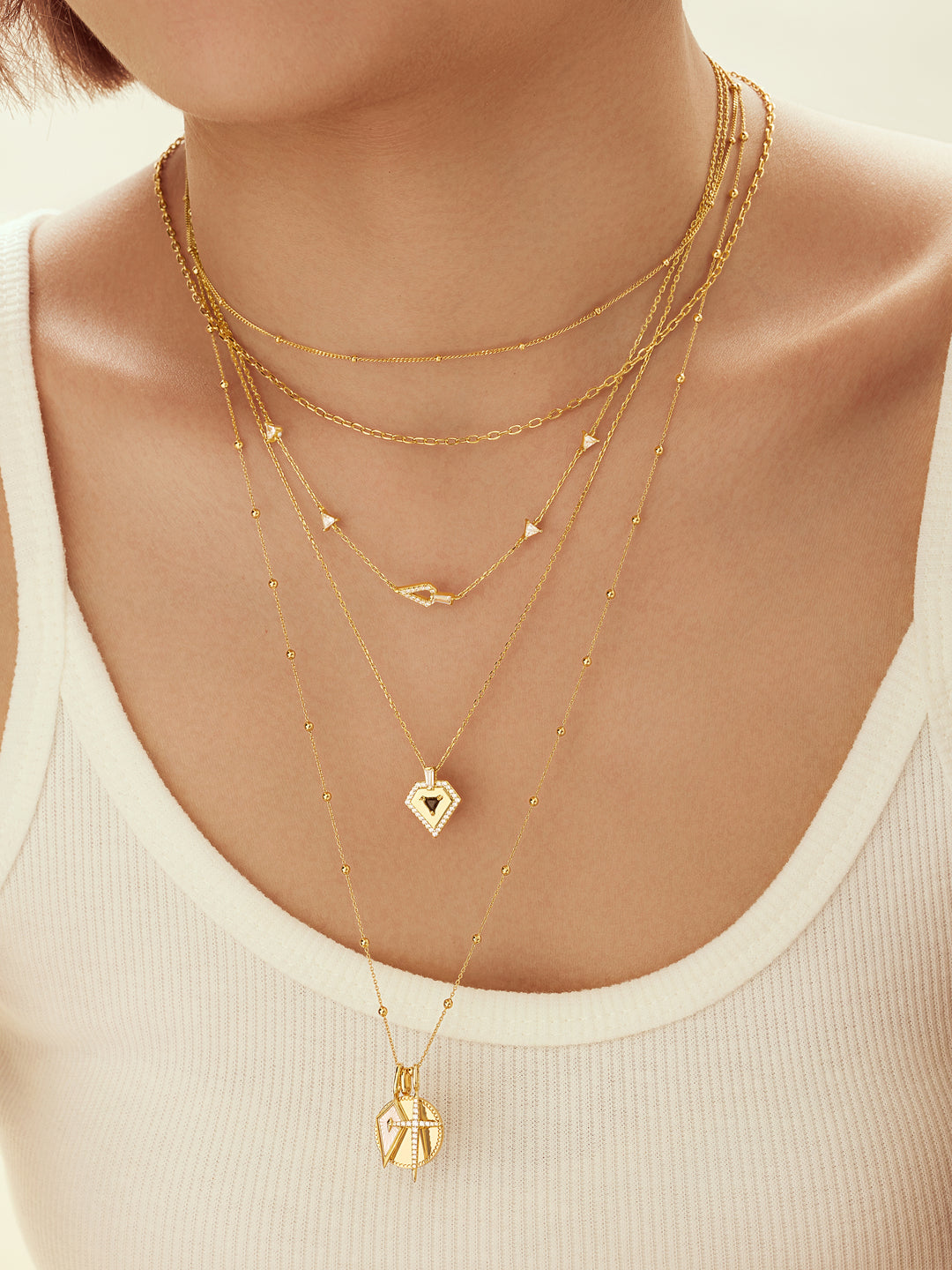 Gold Rectangle Link Chain Necklace