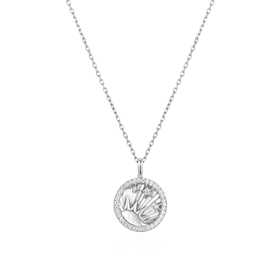 Silver Shiny Sun Star Necklace