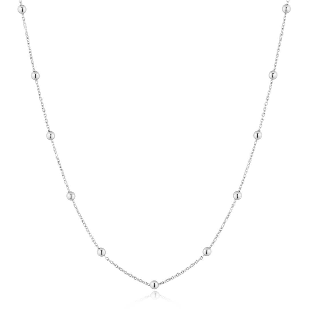 Silver Bobble Long Chain Necklace