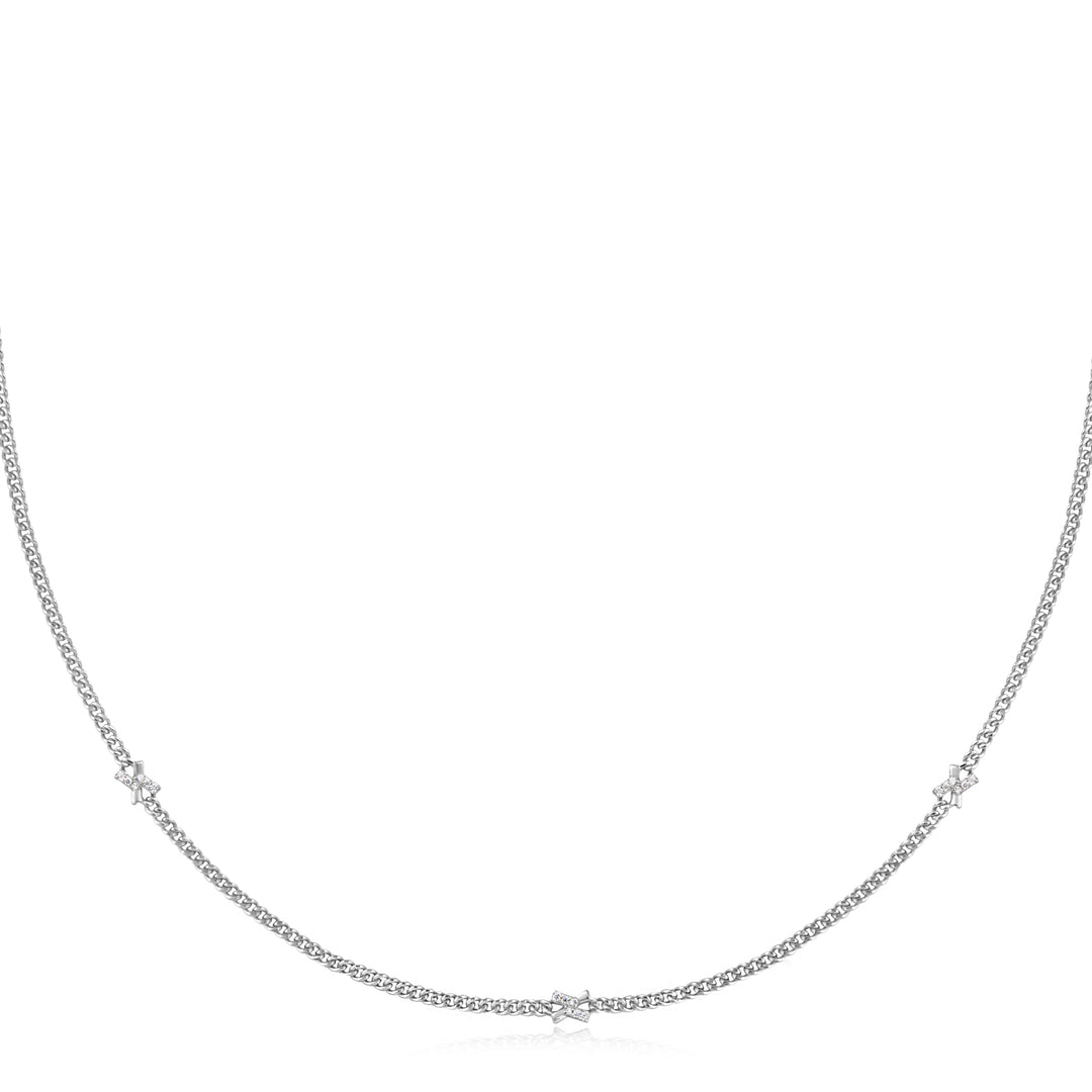 Silver Cross Station Necklace