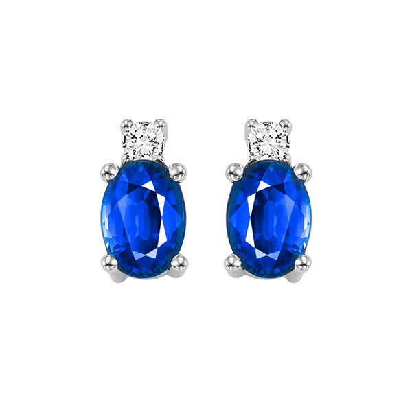 14Kt White Gold Diamond 1/15Ctw & Sapphire 1/2Ctw Earring