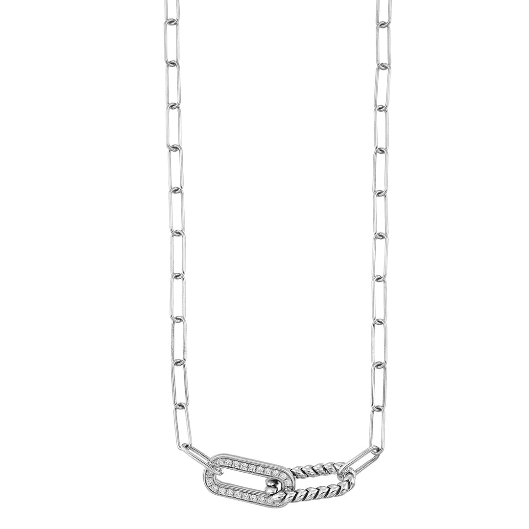 Silver White Diamond 1/3Ctw Necklace