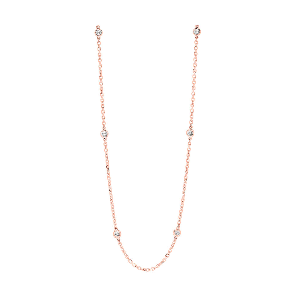 14Kt Rose Gold Diamond 1/2Ctw Necklace