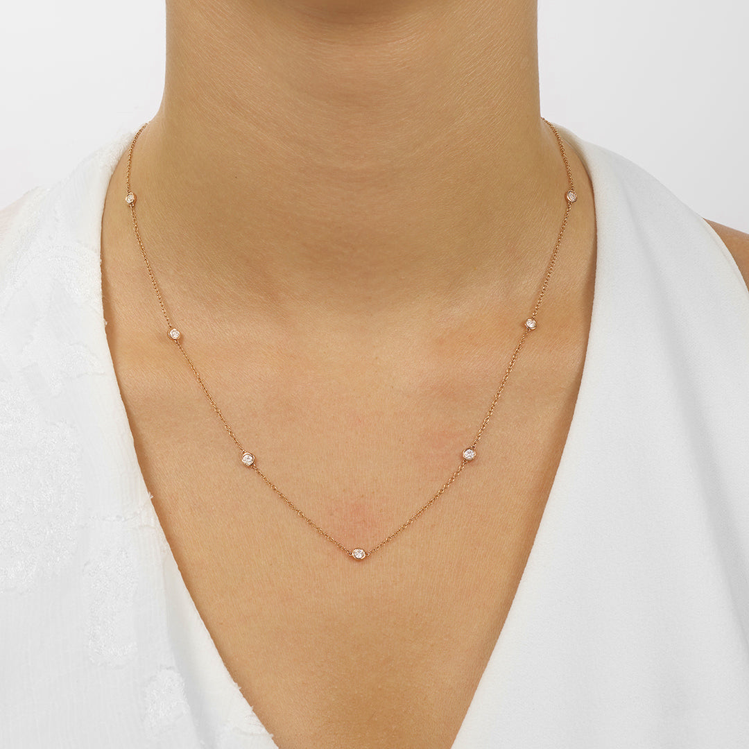 14Kt Rose Gold Diamond 3/4Ctw Necklace