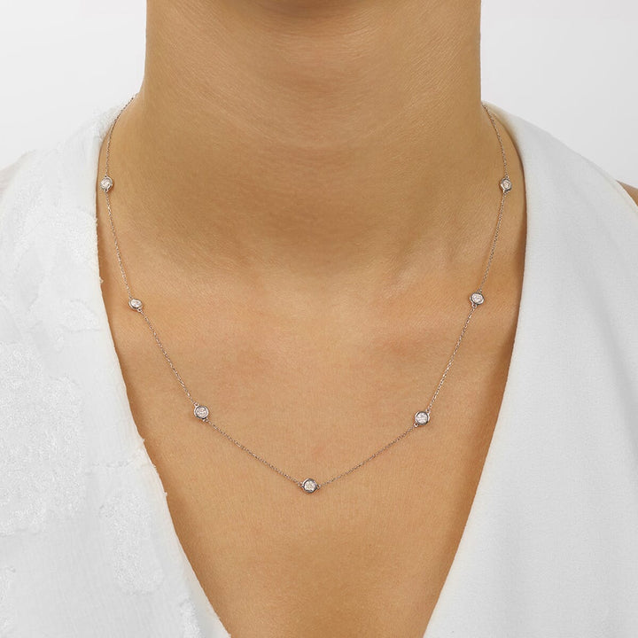 14Kt White Gold Diamond 1Ctw Necklace